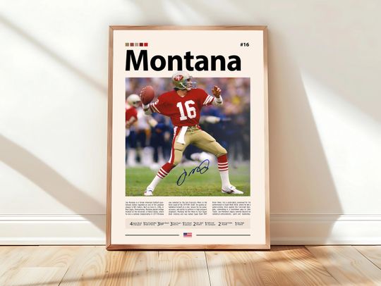 Discover Joe Montana Poster, San Francisco 49ers Print, football Poster, Sports Poster, football Fans, Football Poster, football Wall Art, Sports Bedroom Posters