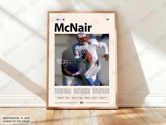 Discover Steve McNair Poster, Tennessee Titans Print, football Poster, Sports Poster, football Fans, Football Poster, football Wall Art, Sports Bedroom Posters