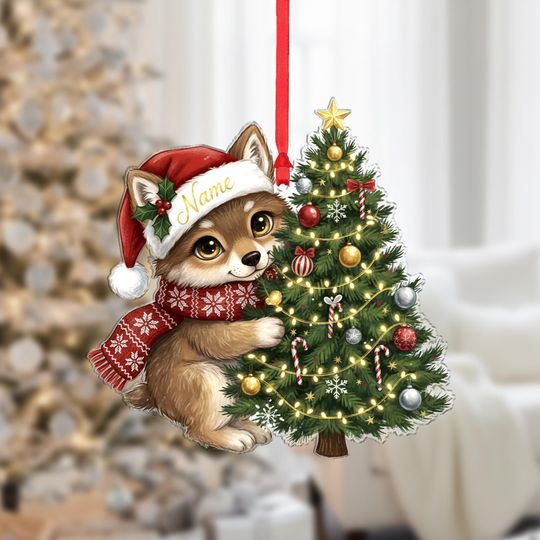 Discover Personalized Wolf Christmas Ornament: Family Keepsake