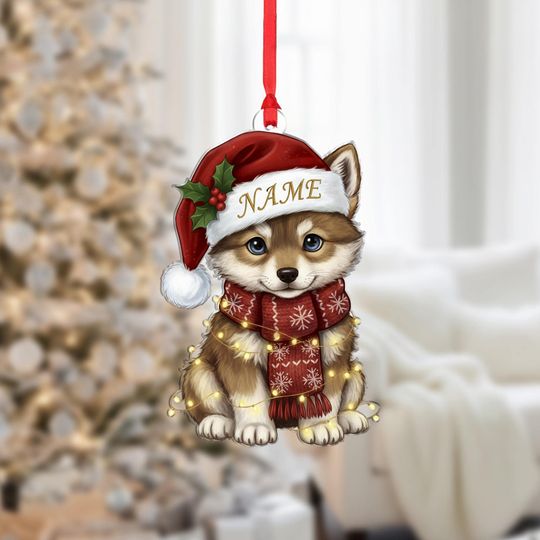 Discover Personalized Wolf Christmas Ornament