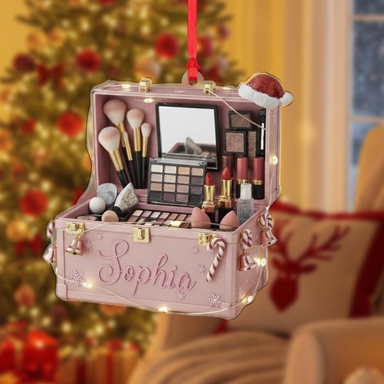 Discover Personalized  Holiday Makeup Kit: Choose Color, Personalized Name, Santa Hat, Gift Box Set