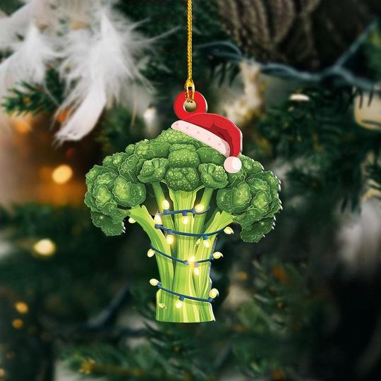 Discover Personalized Broccoli Christmas Lights Ornament, Broccoli Rearview Mirror Car Ornament, Broccoli Christmas Ornament Xmas Gift