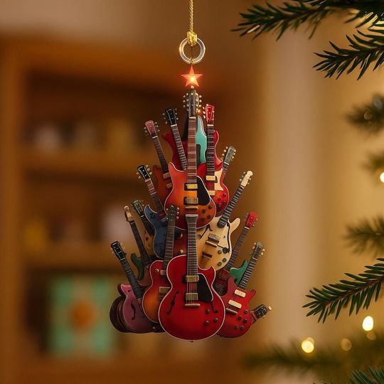 Discover Guitar Christmas Tree Ornament, Xmas Tree Decor, Christmas gift, Guitar Ornament Design, Christmas Gift For Guitar Lovers Gifts, Guitar Dad