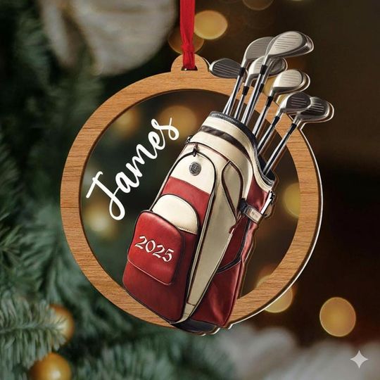 Discover Custom Name Golf Christmas Ornament, Personalized Golf Backpack Ornament, Golf Club Keepsake, Golfer Gift, Golf Lover Gift, Golf Player Gift