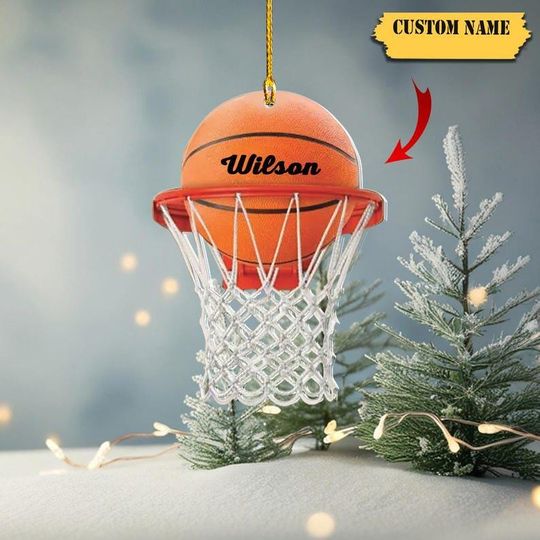 Discover Personalized Basketball Ornament, Basketball Hoop Christmas 2D Flat Ornament, , Custom name Ornament , Gift for Basketball player