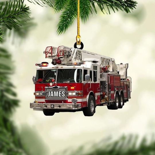 Discover Custom Fire Truck Ornament, Fire Truck Ornament, Christmas 2025 Ornament, Christmas Decoration, Gift for Firefighter, Firefighter Ornament