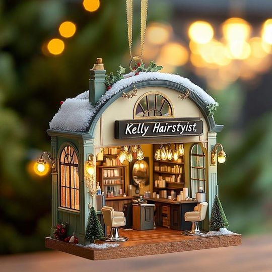 Discover Custom Hairstylist Salon Christmas Ornament - Personalized Hairdresser Shop Decor, Barber Gift, Holiday Keepsake