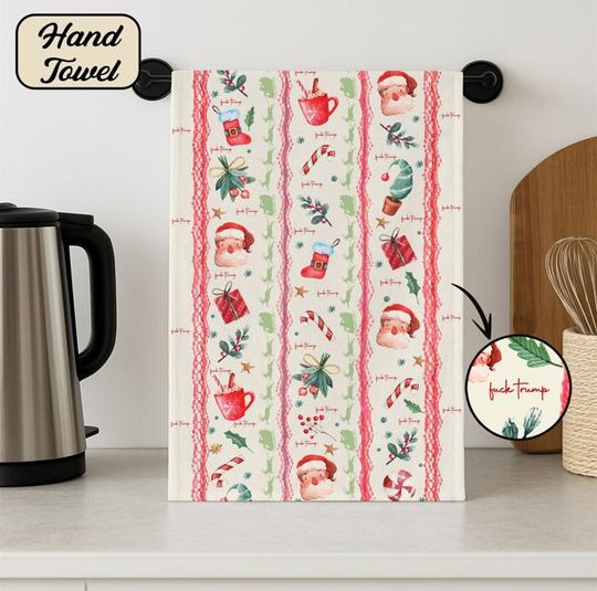 Discover F*ck Trump Christmas Pattern Hand Towel, Christmas Home Decor, Kitchen Towel with Trump, Anti Trump Towel, Trump Hand Towel, Christmas Gift