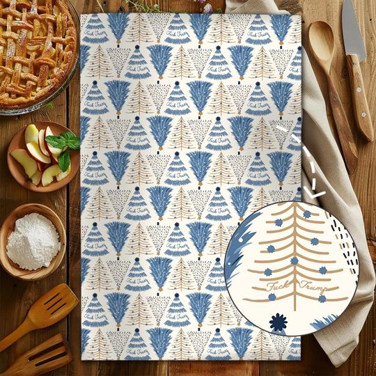 Discover Subtle F*ck Trump Christmas Hand Towel, Political Home Decor, Festive Kitchen Towel, Funny Liberal Gift, Subtle Anti-Trump,FDT Holiday Towel