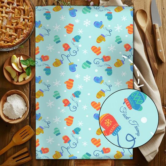 Discover Subtle F*ck Trump Christmas Hand Towel, Political Home Decor, Festive Kitchen Towel, Funny Liberal Gift, Subtle Anti-Trump,FDT Holiday Towel