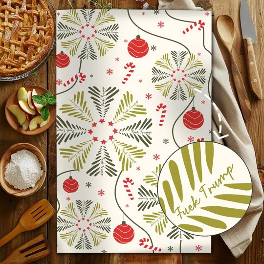 Discover Subtle F*ck Trump Christmas Hand Towel, Political Home Decor, Festive Kitchen Towel, Funny Liberal Gift, Subtle Anti-Trump,FDT Holiday Towel