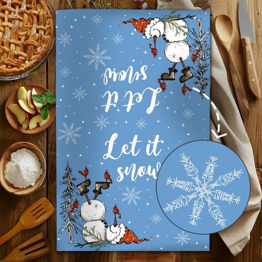 Discover Subtle F*ck Trump Let it snow Xmas Hand Towel ,Christmas Santa Kitchen Towel ,Anti Trump Tea Towel,FDT Maga,Xmas Preppy Doodle Home Decor