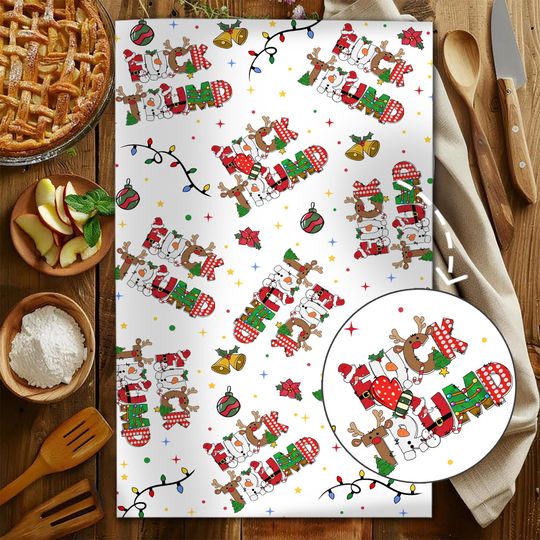 Subtle F*ck Trump Christmas Hand Towel, Political Home Decor, Festive Kitchen Towel, Funny Liberal Gift, Subtle Anti-Trump,FDT Holiday Towel