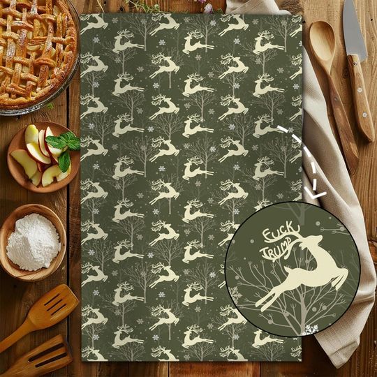 Discover Subtle F*ck Trump Christmas Hand Towel, Political Home Decor, Festive Kitchen Towel, Funny Liberal Gift, Subtle Anti-Trump,FDT Holiday Towel