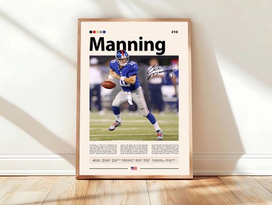 Discover Eli Manning Poster, New York Giants Print, football Poster, Sports Poster, football Fans, Football Poster, football Wall Art, Sports Bedroom Posters