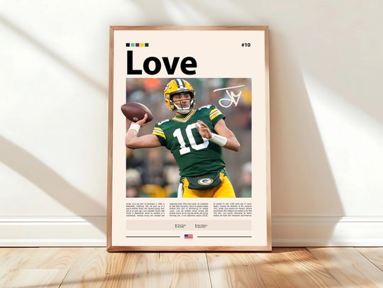 Discover Jordan Love Poster, Green Bay Packers Print, football Poster, Sports Poster, football Fans, Football Poster, football Wall Art, Sports Bedroom Posters