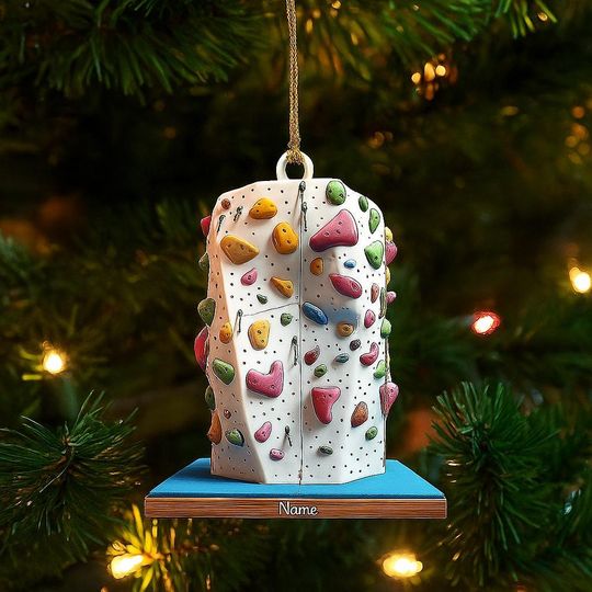 Climbing Wall Christmas Ornament, Rock Climbing Ornament, Mountain Climber Ornament, Climbing Gym Ornament, Bouldering Ornament
