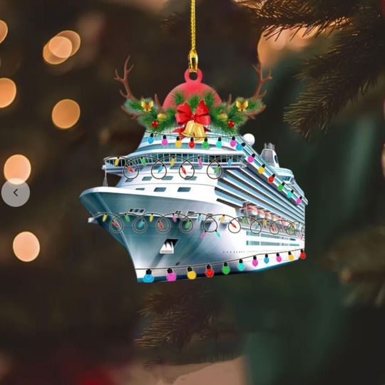 Discover Custom Name Cruise With Led Light And Reindeer Hord V1 Christmas Ornament, Christmas Tree Hanging Decor, Flat 2D Ornament