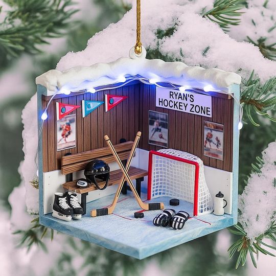 Discover Custom Hockey Christmas Ornament, Personalized Name Hockey Decor, Unique Holiday Tree Decoration, Gift for Hockey Player & Fan