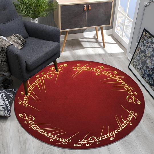 Discover The Rings Round Rug: Red Plush Cotton, Minimalist Movie Decor