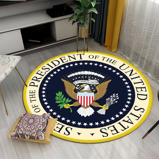 Presidential Seal Rug: Round American Eagle Design