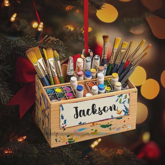 Discover Personalized Artist 2D Flat Ornament, Custom Artist Christmas Tree Ornament, Art Teacher Ornament, Xmas Gift For Artist, Painters Gift