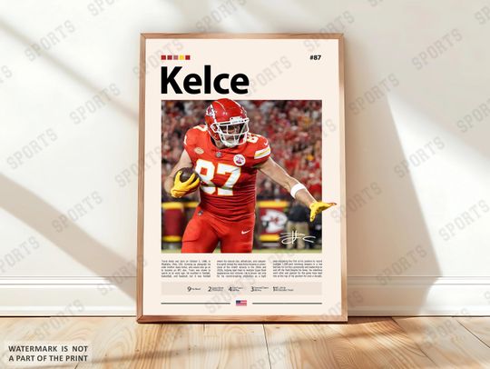 Discover Travis Kelce Poster, Kansas City Chief Poster, football Poster, Sports Poster, Football Poster, football Wall Art, Sports Bedroom Posters