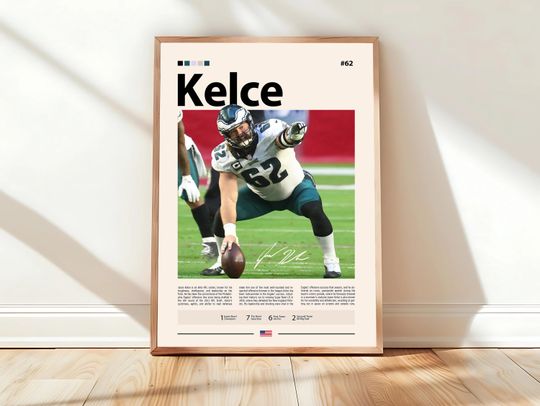 Discover Jason Kelce Poster, Philadelphia Eagles Print, football Poster, Sports Poster, football Fans, Football Poster, football Wall Art, Sports Bedroom Posters