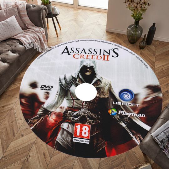 Discover Personalized Gamer Rug: Assassin's Creed Design, Round Game Room Decor
