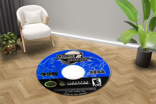 Discover Retro Game Disc Rug-Sonic Adventure 2 Battle Inspired Round Carpet-Gamer Room Decor-Digital Printed Game Cube Rug-Round Game Disc Carpet