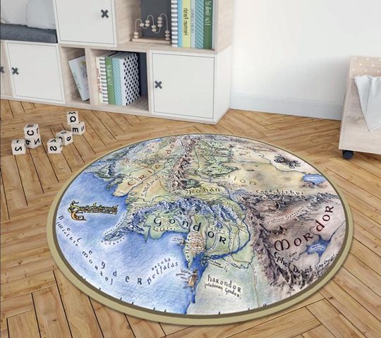 Discover Map Of Middle Eart, Map Of Middle Eart Round Rug ,Middle Eart Round Rug, Round Rug, Middle Eart Circle Rug, LOTR Map Rug, LOTR Map Round Rug