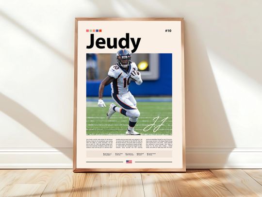 Discover Jerry Jeudy Poster, Denver Broncos Print, football Poster, Sports Poster, football Fans, Football Poster, football Wall Art, Sports Bedroom Posters