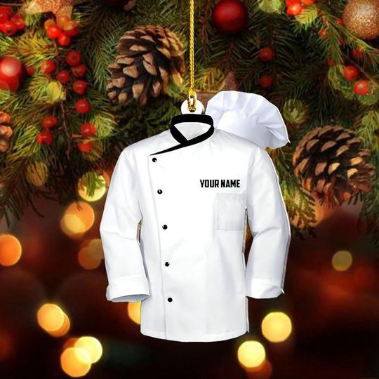 Discover Personalized Chef Ornament ,Chef Hat Knife Accessories Christmas Tree Ornament Hanging Decoration House Xmas 2025, Gift For Cooking Lover