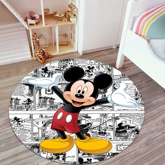 Discover Mickey Mouse Rug, Round Rug, Kids Room Rug, Baby Room Decor, Popular Rug, Nursery Rug, Gift For Kids, Non-slip Rug