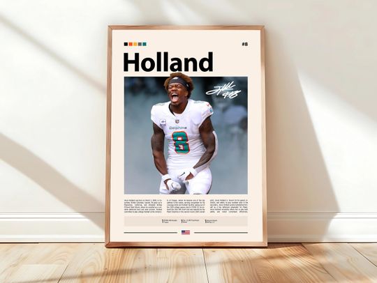 Discover Jevon Holland Poster, Miami Dolphins Print, football Poster, Sports Poster, football Fans, Football Poster, football Wall Art, Sports Bedroom Posters