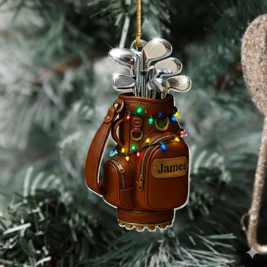 Discover Personalized Golf Bag 2D Flat Ornament, Custom Name Golf Lover Christmas Ornament, Gift for Golf Dad, Gift For Pro Golfer, Golf Club Gift