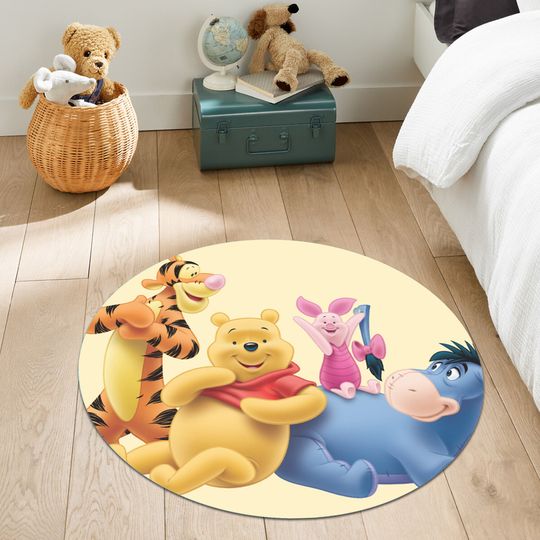 Discover Winnie the Pooh,Personalize Round Rug,Winnie,Tigger,Piglet,Winnie Friends,Kids Room Rug,Gift for BabyRoom,Baby Matt,Customize Rug,Area Rug