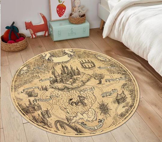 Discover Map Rug, Wizardry Carpet, Popular Movie Rug, Kids Room Rug, Magic Floor Mat, Child Room Rug, Kids Player Mat, Area Rug,Modern Rug,Round Rug