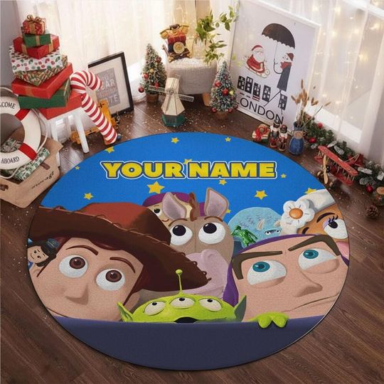 Custom Disney Toy Story Cute Peek-Up Round Rug, Birthday Gift, Home Decor, Kids Room Rug