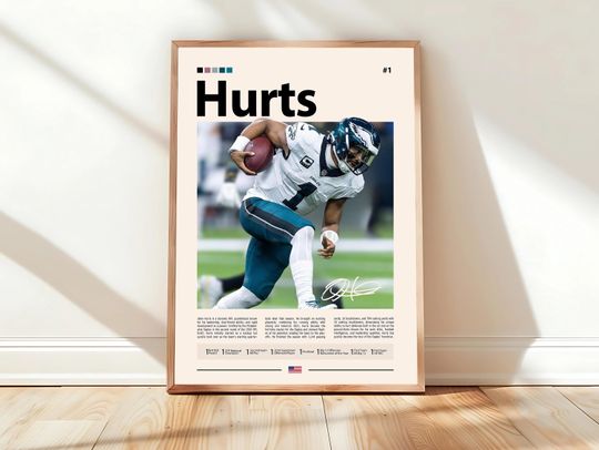 Discover Jalen Hurts Poster, Philadelphia Eagles Poster, football Poster, Sports Poster, Football Poster, football Wall Art, Sports Bedroom Posters