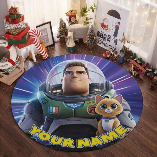Discover Custom Disney Lightyear & Cat Galaxy Round Rug, Birthday Gift, Home Decor, Kids Room Rug