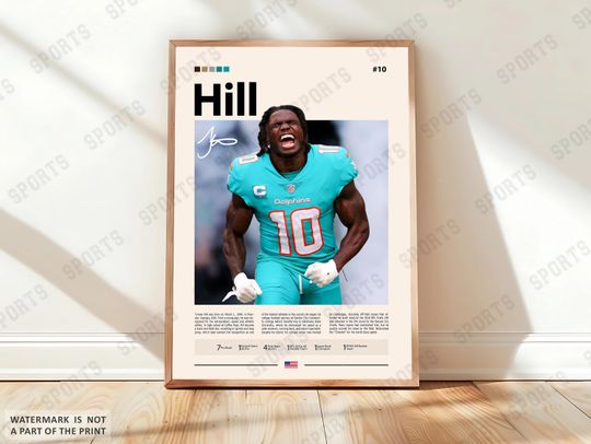 Discover Tyreek Hill Poster, Miami Dolphins Print, football Poster, Sports Poster, football Fans, Football Poster, football Wall Art, Sports Bedroom Posters