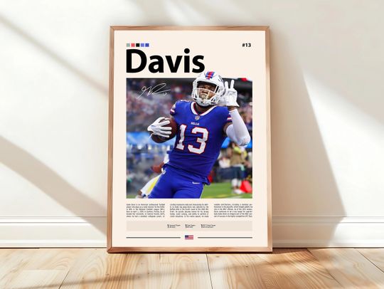 Discover Gabe Davis Poster, Buffalo Bills Poster, football Poster, Sports Poster, football Fans, Football Poster, football Wall Art, Sports Bedroom Posters