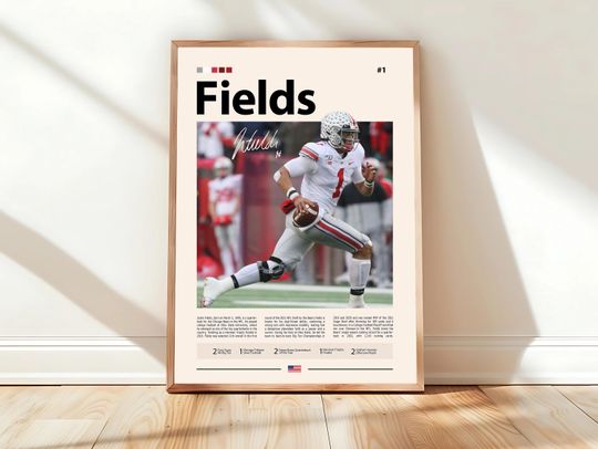 Discover Justin Fields Poster, Chicago Bears Poster, football Poster, Sports Poster, football Fans, Football Poster, football Wall Art, Sports Bedroom Posters