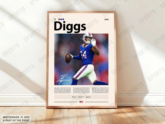 Discover Stefon Diggs Poster, Buffalo Bills Poster, Bills Fan Gift, football Poster, Sports Poster, Football Poster, football Wall Art, Sports Bedroom Posters