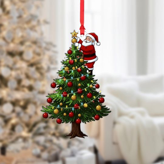 Discover Christmas Tree Ornament with Santa: Holiday Hanging Decoration
