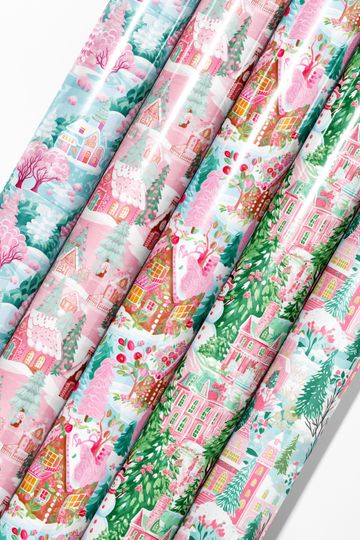 Discover Pastel Holiday Wrapping Paper | Pink Christmas Gift Wrap | Feminine Girly Xmas Aesthetic | Cute Winter Cottage Gift Wrap