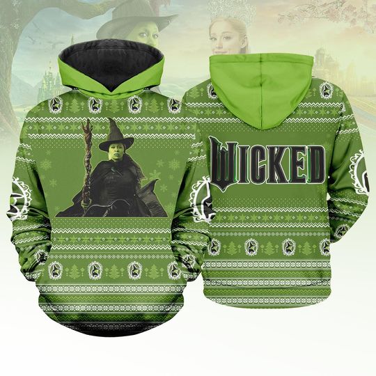 Elphaba Wicked Christmas Hoodie, Black Holiday Sweatshirt, Broadway Witchy Oz Gift for Women Men Kids