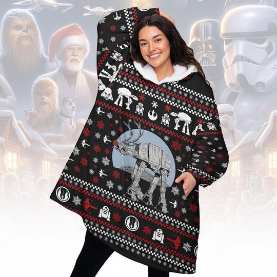 Discover Star Wars AT-AT Blanket Hoodie, Star Wars Hoodie With Pocket, Disney Movie Holiday Shirt, Sci-fi Xmas Gift For Women Men Kid Family
