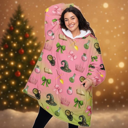 Discover Wicked Defying Gravity Blanket Hoodie, Wicked The Musical Hoodie, Wizard Movie Hoodie, Witchy Christmas, Xmas Gift For Her Him Kids